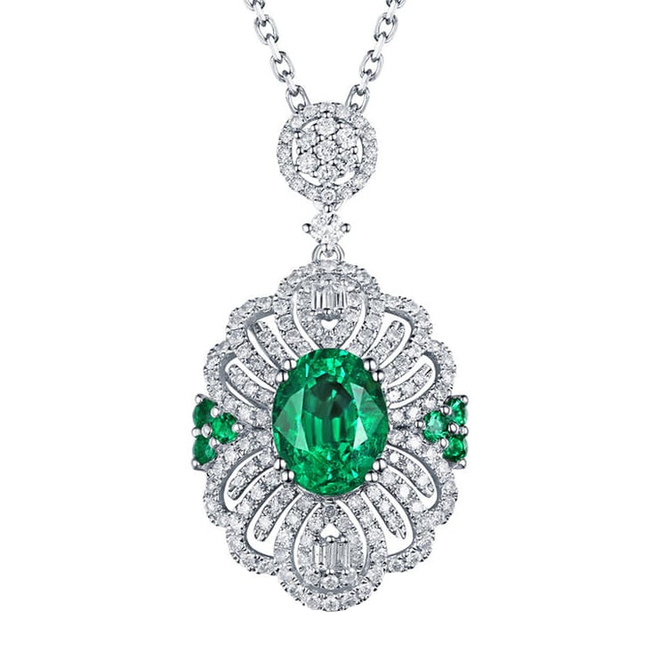 Zlatý náhrdelník so smaragdmi a diamantmi 88629