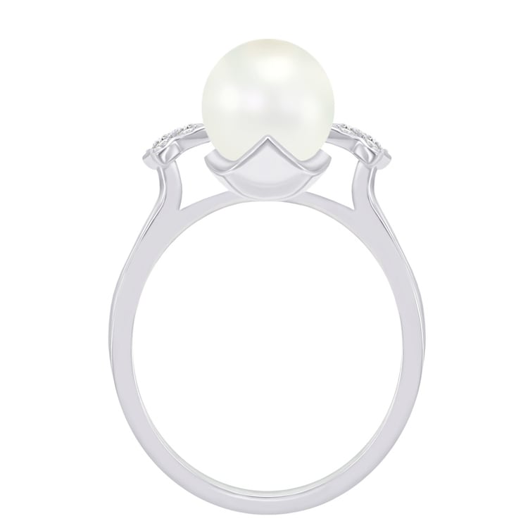 Perlový prsteň s diamantmi 43763