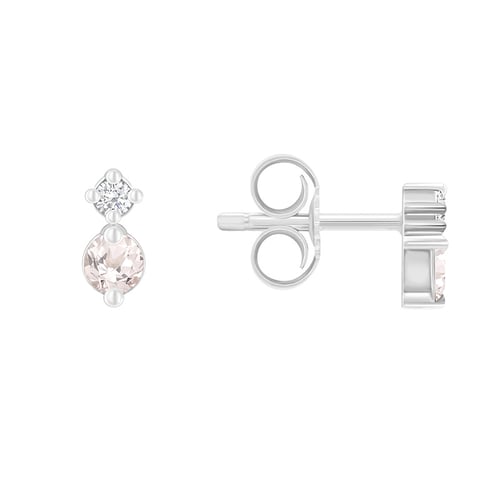 Minimalistické náušnice s morganitmi a diamantmi Coroba