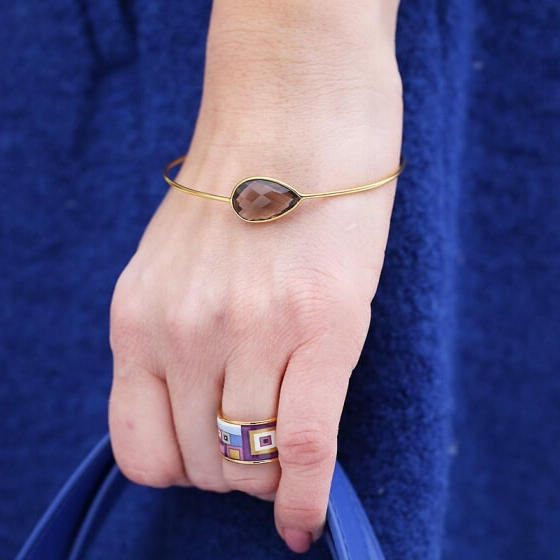 Strieborný pozlátený náramok s quartzom 8303