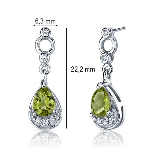 Striborne visiace náušnice s olivínmi 42943