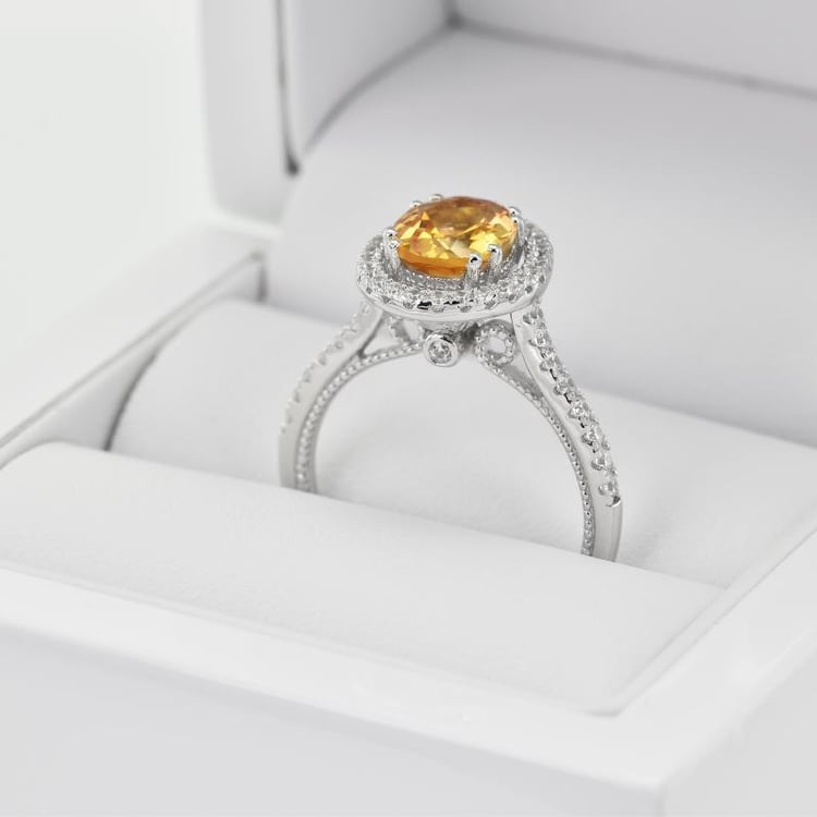 Strieborný prsteň so zirkónmi a citrínom 28922