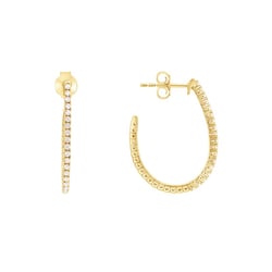 Zlaté flexi polkruhové náušnice s lab-grown diamantmi Close