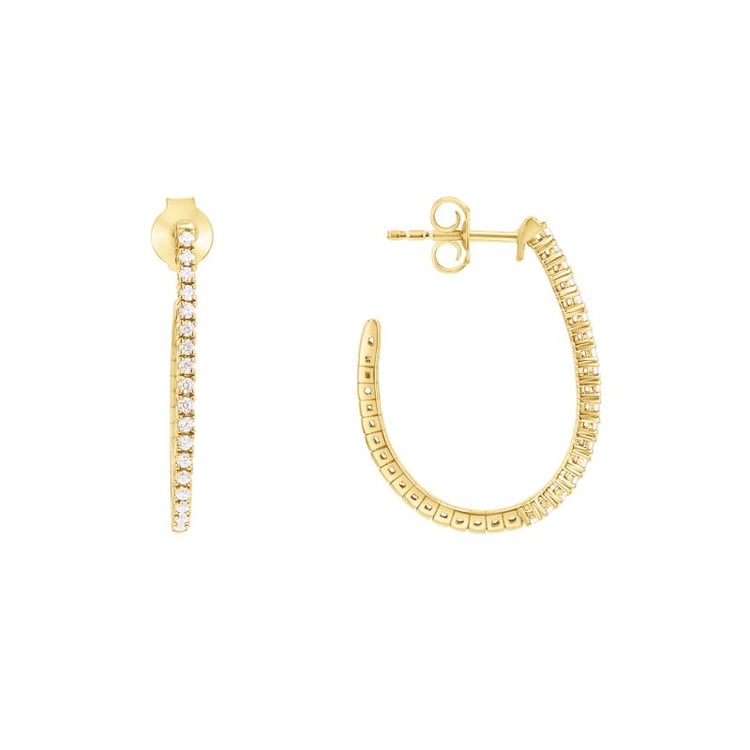 Zlaté flexi polkruhové náušnice s lab-grown diamantmi Close