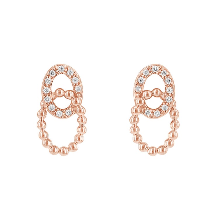 Preplétané náušnice s diamantmi z ružového zlata 85027