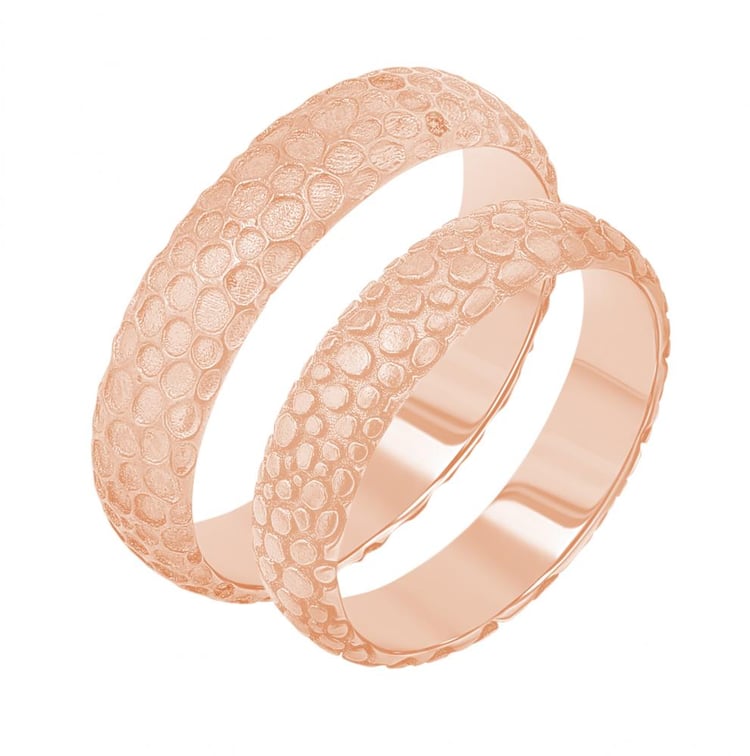 Zlaté svadobné obrúčky s atypickým povrchom Cali 156455