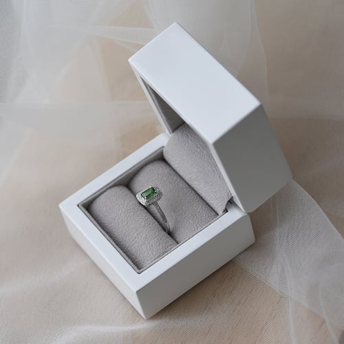 Zlatý prsteň s emerald tsavorit granátom a diamantmi Zawy