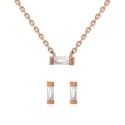 Zlatá sada s baguette bielymi zafírmi Alyeen