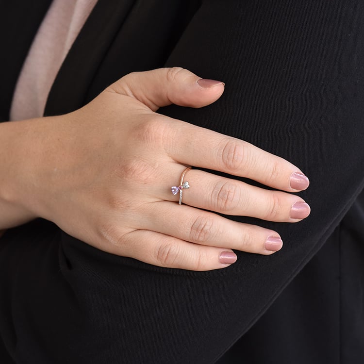 Roztomilá kolekcia šperkov s ametystmi, zafírmi a diamantmi Padilla 106245