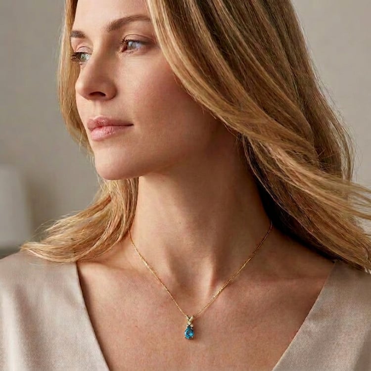 Slza so švajčiarskym topásom v zlatom prívesku s lab-grown diamantmi Mel 171389