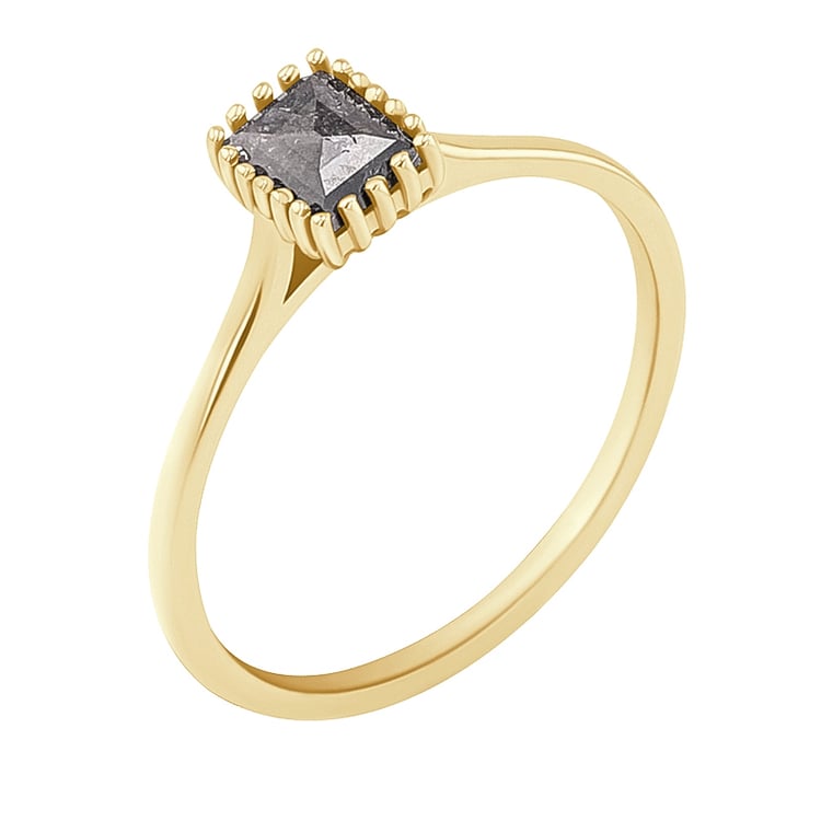 Zlatý prsteň s princess salt and pepper diamantom Ethelie 132842