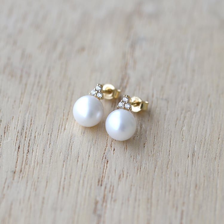 Perlové náušnice so zirkónmi 61533