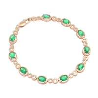Smaragdový náramok z ružového zlata s diamantmi Amma