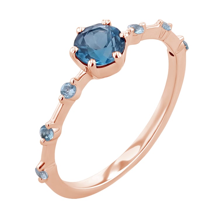 Prsteň s londýnským topásom a postrannými švajčiarskými topásmi Jelena 120806