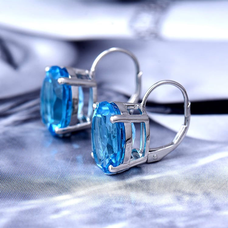 Zlaté náušnice s oválnymi topásmi 18759