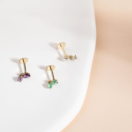Zlatá piercing náušnice so zirkónmi Dyre