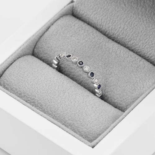 Zlatý eternity prsteň s diamantmi a zafírmi Brunela
