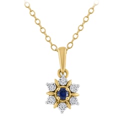 Elegantný prívesok v tvare kvetu so zafírom a prírodnými diamantmi Aarav