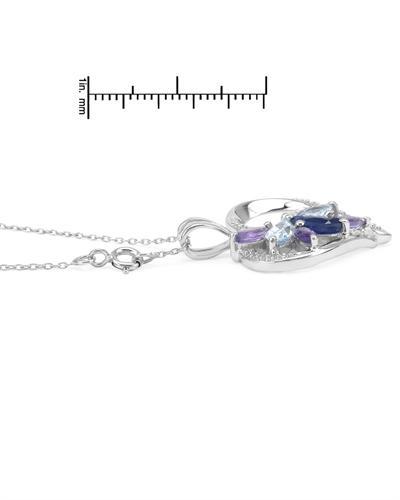 Strieborný prívesok v tvare srdce s drahokamami 54455