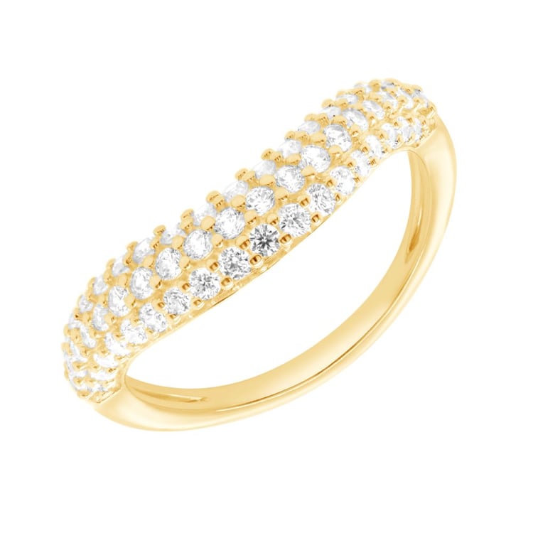 Half eternity zvlnený strieborný prsteň s lab-grown diamantmi Sven 162388