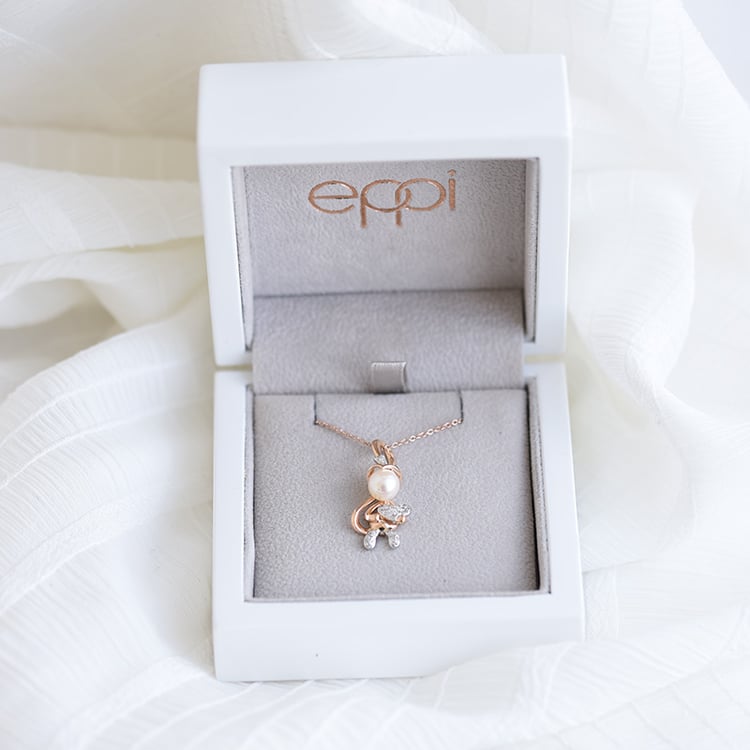 Zlatý diamantový náhrdelník s perlou 63976