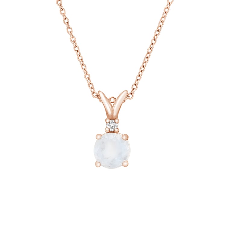 Prívesok z ružového zlata s mesačným kameňom a diamantom 79714