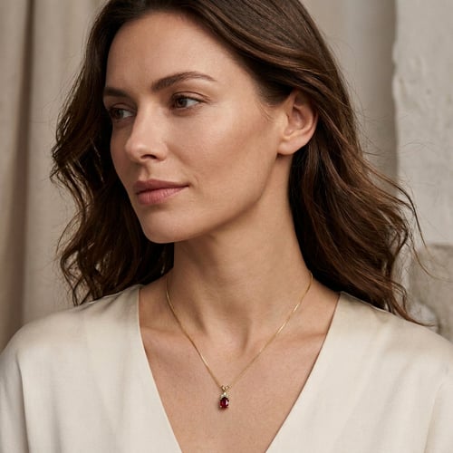 Zlatý prívesok s oválnym granátom a lab-grown diamantmi Tamasyna