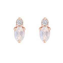 Zlaté cluster náušnice s mesačnými kamenmi a diamantmi Phyllis