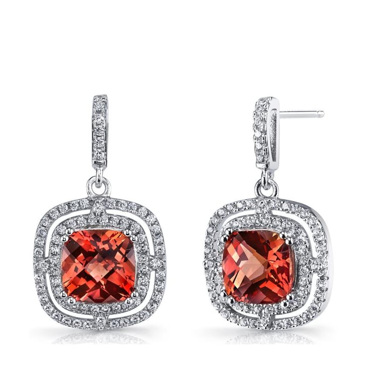 Padparadscha zafír v strieborných náušniciach Idas