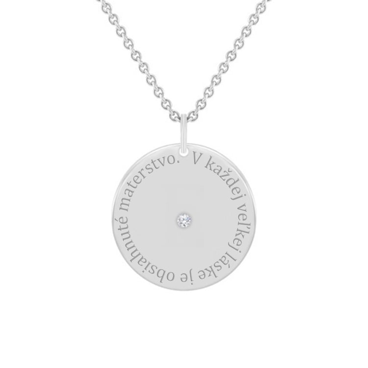 Strieborný prívesok s citátom a diamantom Cara 99783