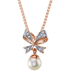 Perlový prívesok so zlatou mašľou a diamantmi Mischa