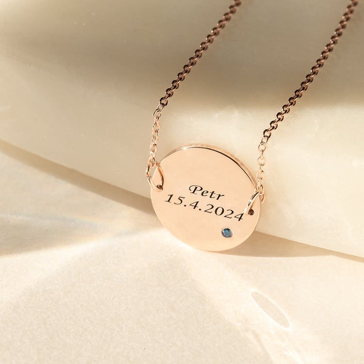 Strieborný náramok s modrým diamantom a gravírom vašej voľby Okira 139491