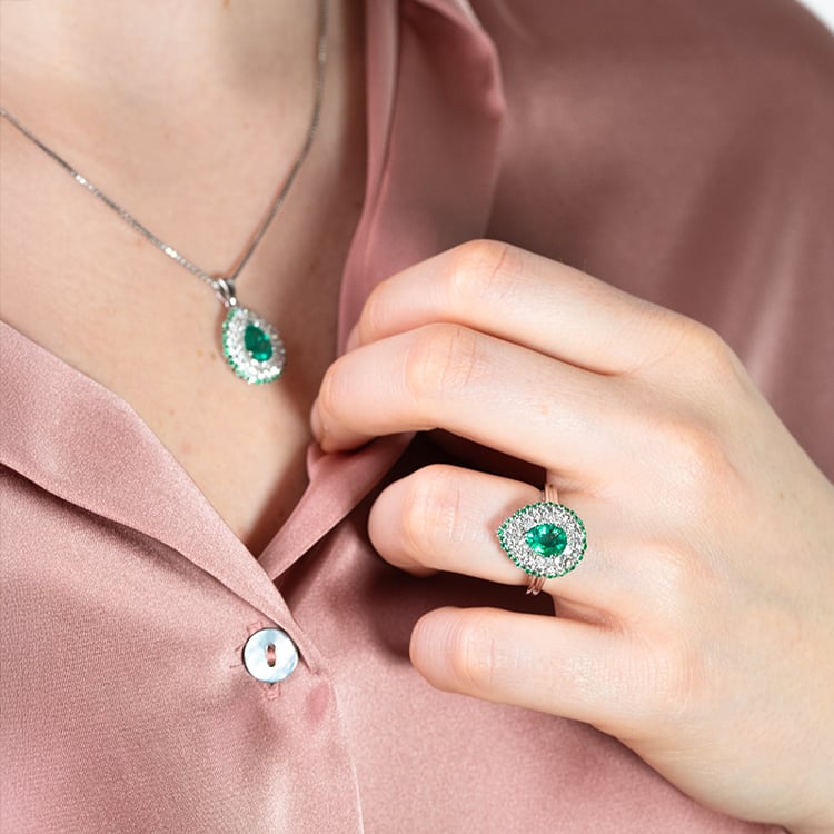 Smaragdová súprava šperkov s diamantmi Teal 152107