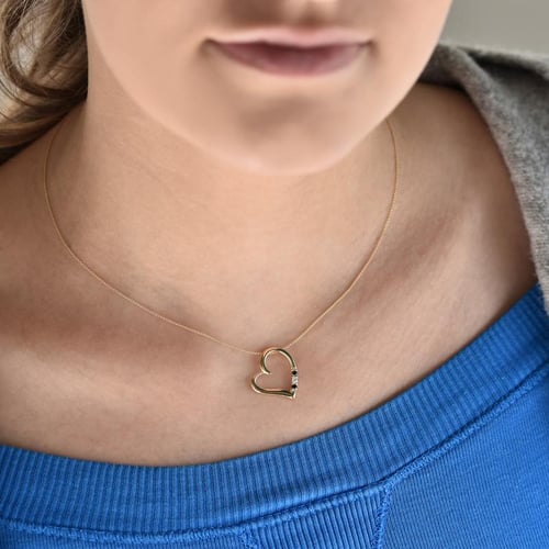 Zlatý prívesok srdce s čiernymi a bielym diamantom Janey