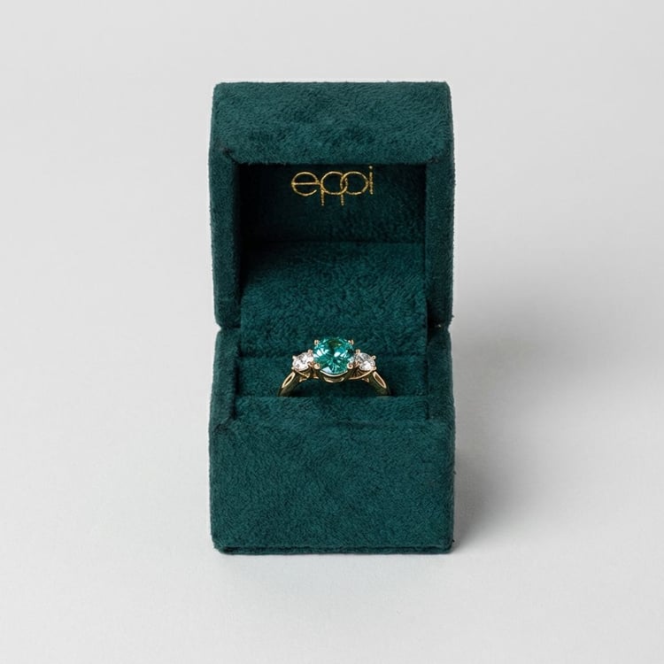 Rozvodový zlatý prsteň s lab-grown paraiba turmalínom a diamantmi Eriq 165569