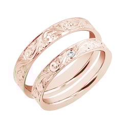 Vintage svadobné obrúčky s gravírovaním a diamantom Bolton