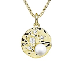 Strieborný prívesok s perlou a bielymi topásmi Alex