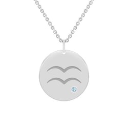 Strieborný prívesok so znamením a akvamarínom Vodnár