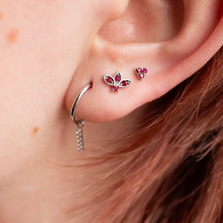 Zlatá piercing náušnica s rubínmi Rossi 138354