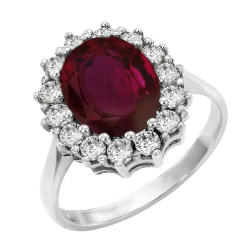 Halo prsteň s rubínom a diamantmi Zanite