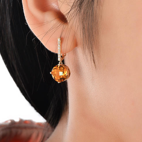 Visiace náušnice s citrínmi Sanien 9962