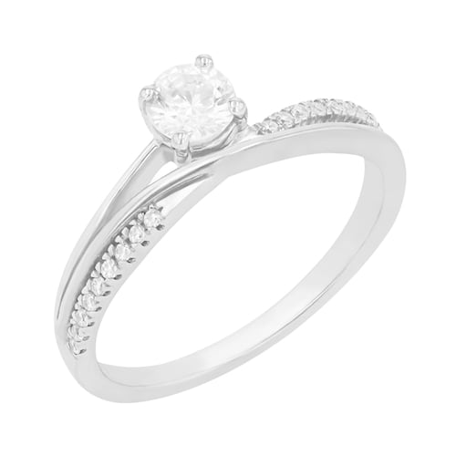 Atypický zásnubný prsteň s postrannými diamantmi Haearn