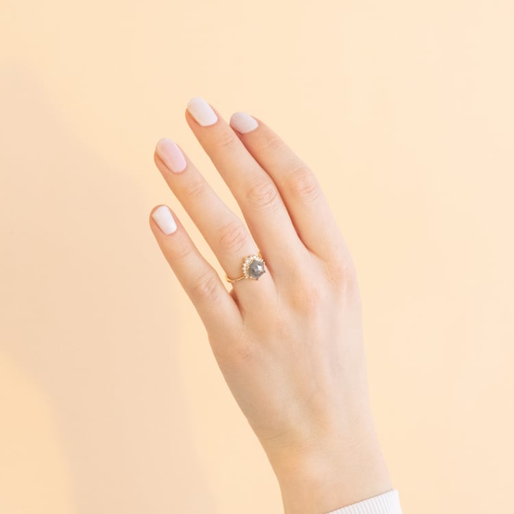 Zlatý prsteň s hexagon salt and pepper diamantom Diana 100950