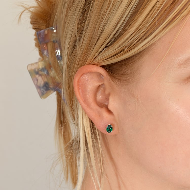 Zlaté náušnice s oválnymi smaragdmi Jalia 132804