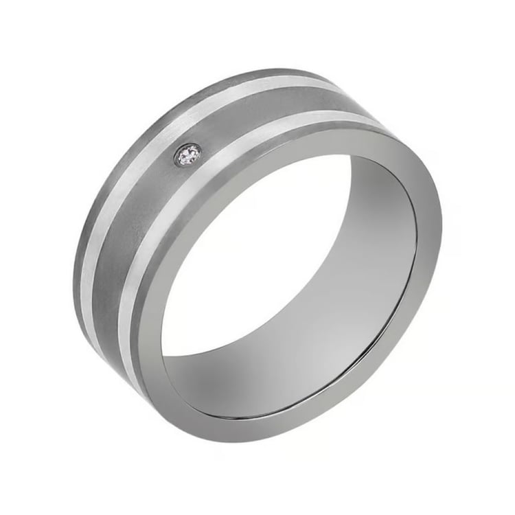 Titánový prsteň zdobený striebrom Zubair