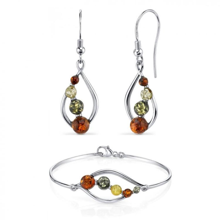 Jantárová kolekcia náušníc a náramku