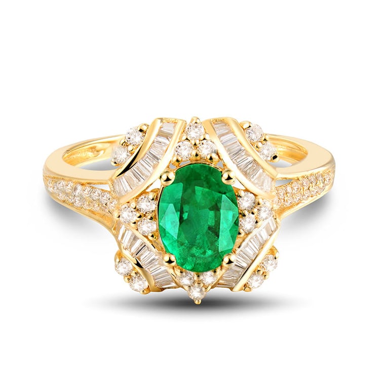 Luxusný prsteň s oválnym smaragdom 18654