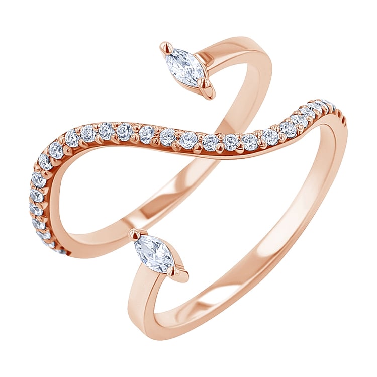 Atypický prsteň s moissanitmi Rishi 137122