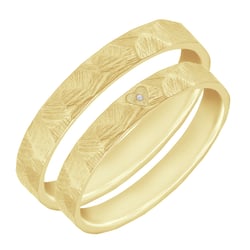 Tepané a škrabané snubné prstene so srdcom a diamantom Harri