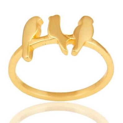 Jemný strieborný pozlátený prstienok s vtáčikmi Osiris